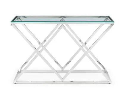 Julian Bowen Biarritz Glass and Chrome Console Table