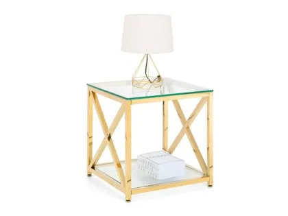 Julian Bowen Miami Glass and Gold Lamp Table