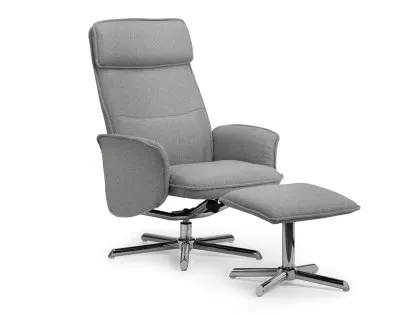 Julian Bowen Aria Grey Linen Recliner Chair with Footstool