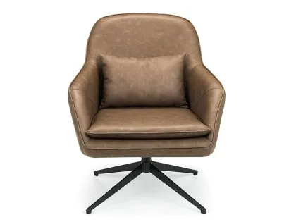 Julian Bowen Bowery Brown Faux Leather Swivel Chair