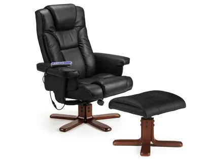 Julian Bowen Malmo Black Massager Recliner Chair with Footstool