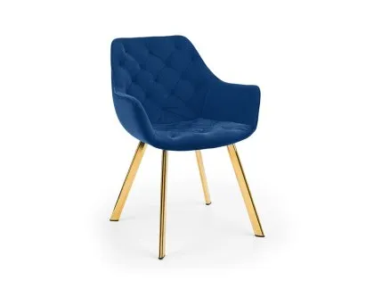 Julian Bowen Lorenzo Set of 2 Blue and Gold Fabric Dining Chairs