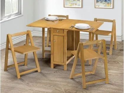 Julian Bowen Savoy Oak Foldaway Dining Table and 4 Chair Set