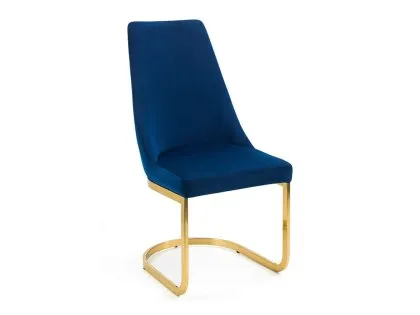 Julian Bowen Vittoria Set of 2 Blue Velvet and Gold Dining Chairs