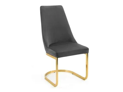 Julian Bowen Vittoria Set of 2 Grey Velvet and Gold Dining Chairs