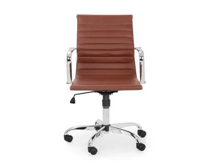 Julian Bowen Gio Brown Faux Leather and Chrome Office Chair