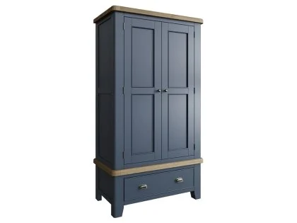 ASC Hudson Oak and Blue 2 Door 1 Drawer Double Wardrobe (Part Assembled)