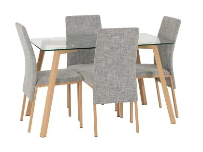 Seconique Morton Glass Dining Table and 4 Chair Set