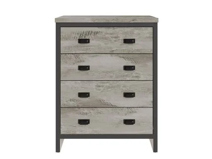 GFW Boston Grey Wood Effect 4 Drawer Chest of Drawers