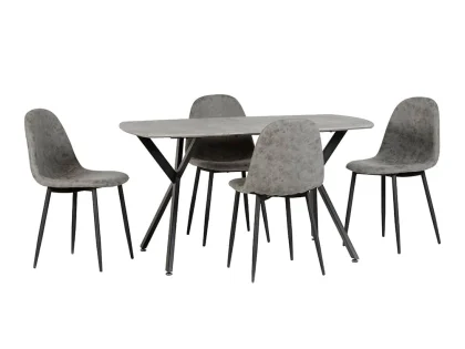 Seconique Athens Concrete Effect Dining Table and 4 Chair Set