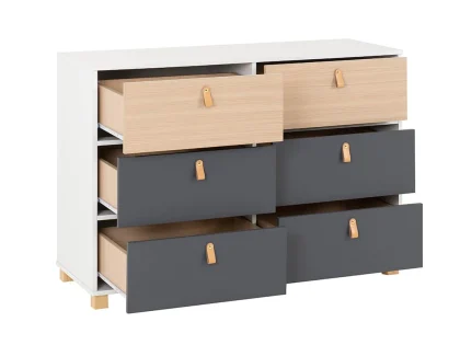 Seconique Brooklyn Grey and Oak 3+3 Drawer Chest of Drawers