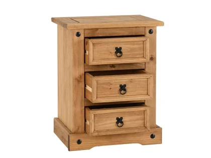 Seconique Corona Pine 3 Drawer Bedside Table