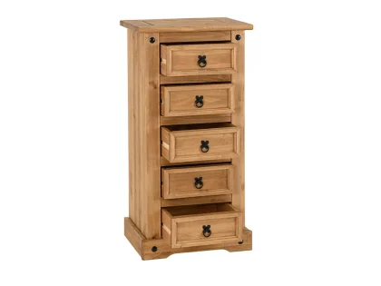 Seconique Corona Pine 5 Drawer Tall Chest of Drawers