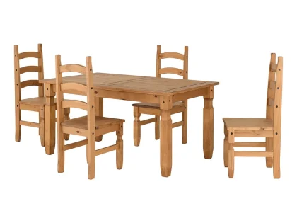 Seconique Corona Pine 152cm Dining Table and 4 Chair Set