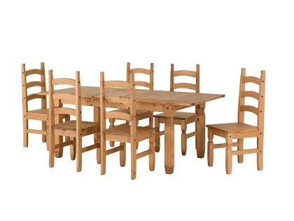Seconique Corona Pine Extending Dining Table and 6 Chair Set