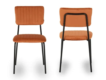 Seconique Sheldon Set of 4 Burnt Orange Velvet Dining Chairs