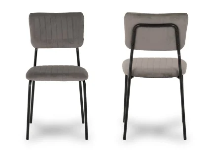 Seconique Sheldon Set of 4 Grey Velvet Dining Chairs