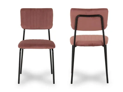 Seconique Sheldon Set of 4 Pink Velvet Dining Chairs