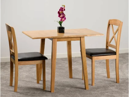 Seconique Mason Oak Drop Leaf Dining Table and 2 Chair Set