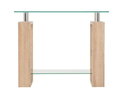 Seconique Milan Glass and Oak Console Table