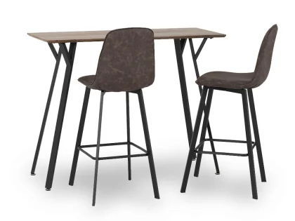 Seconique Quebec Oak Effect Bar Table and 2 Chair Set