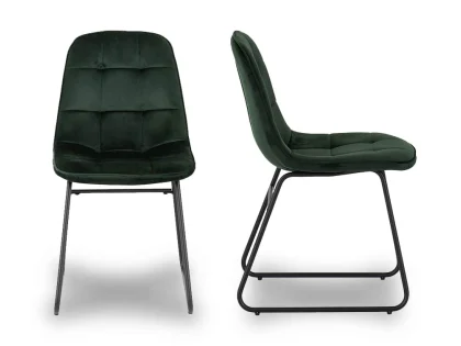 Seconique Lukas Set of 2 Green Velvet Dining Chairs
