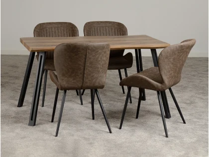 Seconique Quebec Wave Oak Effect Dining Table and 4 Chair Set