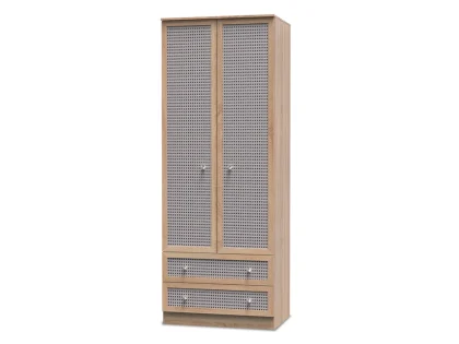 Welcome Rattan Look 2 Door 2 Drawer Tall Double Wardrobe (Assembled)