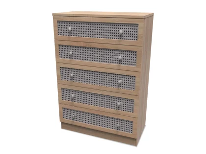 Welcome Rattan Look 5 Drawer Chest of Drawers (Assembled)