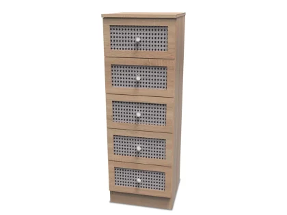 Welcome Rattan Look 5 Drawer Tall Narrow Chest of Drawers (Assembled)