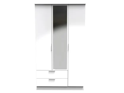 Welcome Plymouth 3 Door 2 Drawer Tall Mirrored Triple Wardrobe (Assembled)