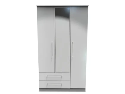 Welcome Worcester 3 Door 2 Drawer Tall Mirrored Triple Wardrobe (Assembled)