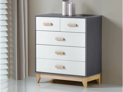 Seconique Cleveland Grey and White 3+2 Drawer Chest of Drawers