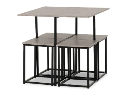 Seconique Kent Stowaway Stone Effect and Black Dining Table and 4 Stools