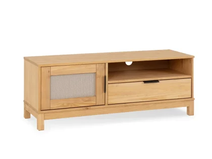 Seconique Corona Rattan and Pine 1 Door 1 Drawer TV Cabinet
