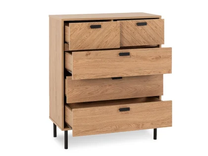 Seconique Leon Oak 3+2 Drawer Chest of Drawers