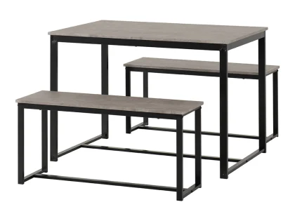 Seconique Lincoln Stone Effect Dining Table and 2 Bench Set