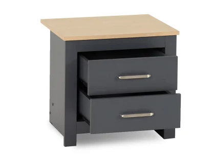 Seconique Portland Grey and Oak 2 Drawer Bedside Table