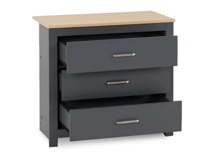 Seconique Portland Grey and Oak 3 Drawer Chest of Drawers
