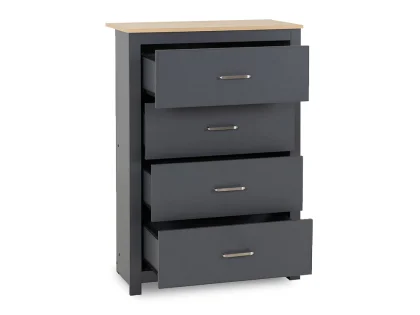 Seconique Portland Grey and Oak 4 Drawer Chest of Drawers