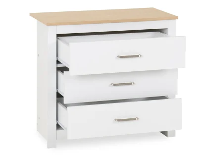 Seconique Portland White and Oak 3 Drawer Chest of Drawers