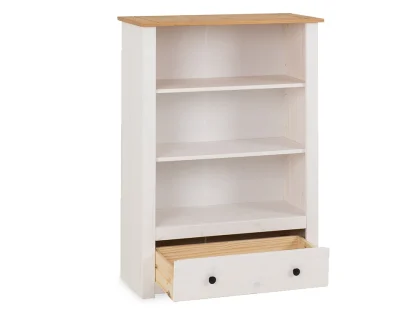 Seconique Panama White and Waxed Pine 1 Drawer Bookcase