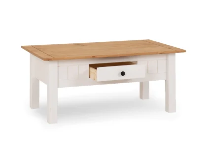 Seconique Panama White and Waxed Pine 1 Drawer Coffee Table