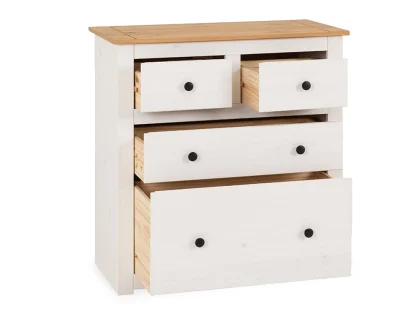 Seconique Panama White and Waxed Pine 2+2 Drawer Chest of Drawers