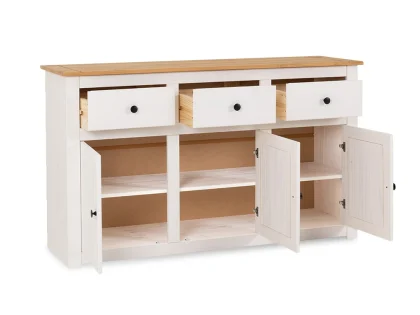 Seconique Panama White and Waxed Pine 3 Door 3 Drawer Sideboard