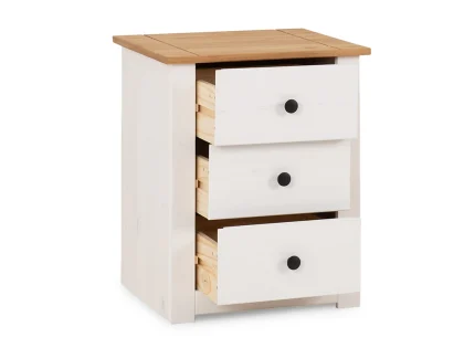 Seconique Panama White and Waxed Pine 3 Drawer Bedside Table