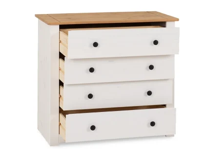 Seconique Panama White and Waxed Pine 4 Drawer Chest of Drawers