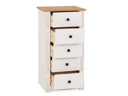 Seconique Panama White and Waxed Pine 5 Drawer Chest of Drawers