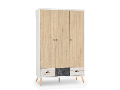 Seconique Nordic White and Oak 4 Piece Large Bedroom Furniture Package