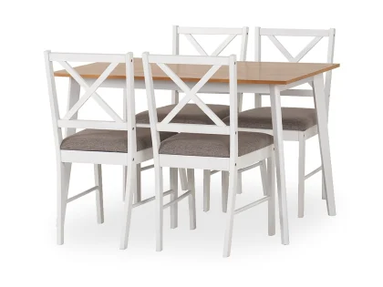 Seconique Balfour White and Oak Dining Table and 4 Chair Set